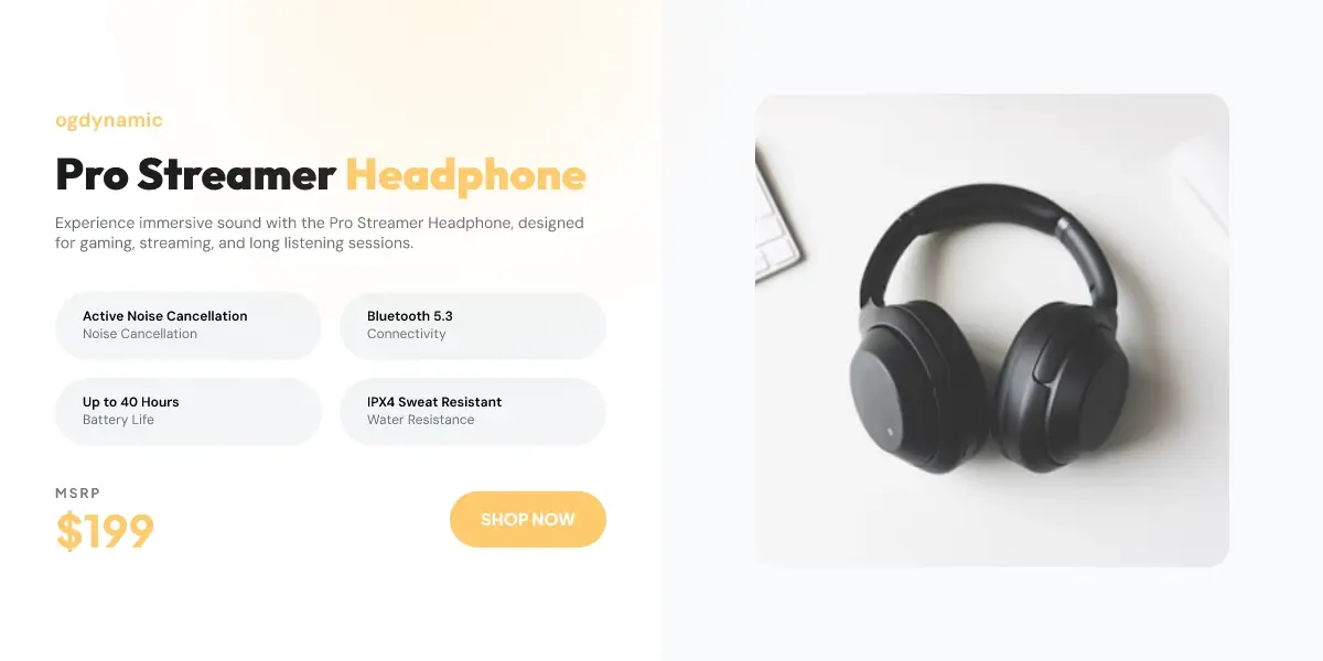 Glass Commerce product OG image template preview