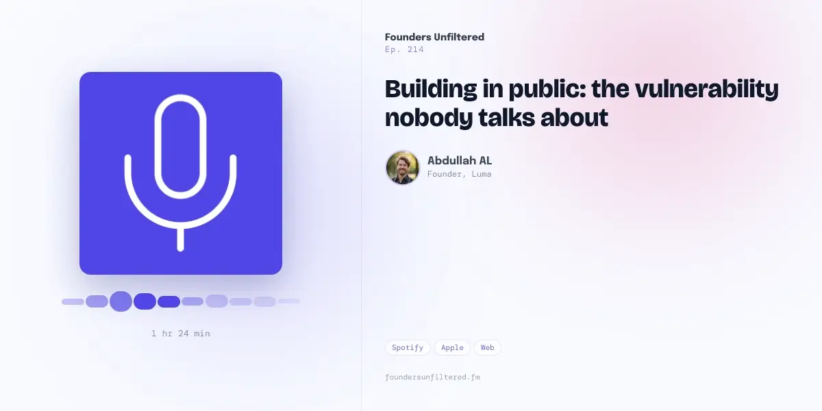 Podcast Episode OG image template preview with episode title, artwork, speaker profile, duration, and platform links